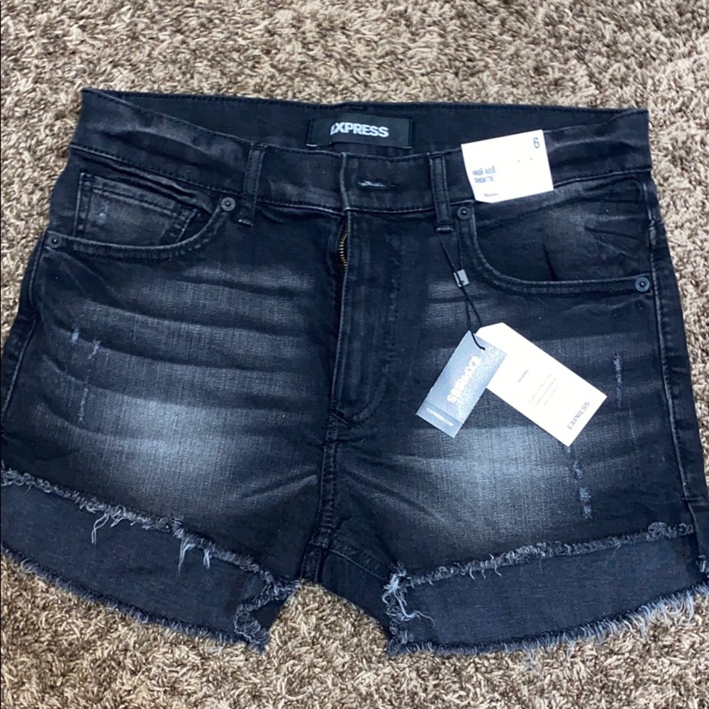 black jean shorts